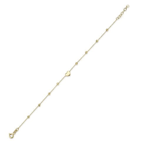 Altın Dorika Top Detaylı Kalpli Bileklik