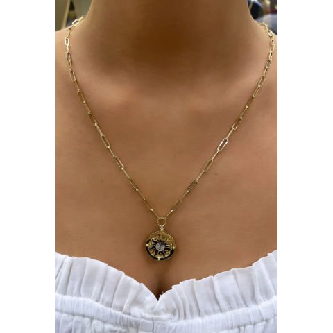 Altın Ataç Zincirli Güneş Kolye