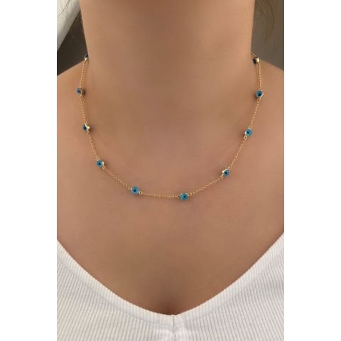 Altın Göz Boncuklu Doch Kolye