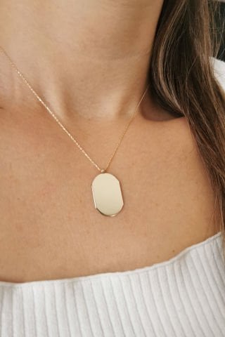Köşegen Model Oval Künye İsimlik Kolye