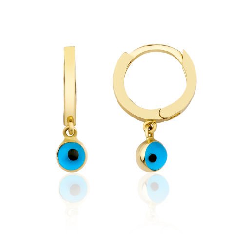 Altın Sallantılı Nazar Boncuklu Küpe