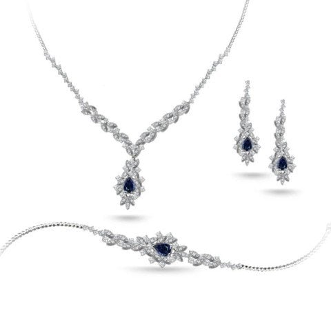 7.03 Toplam Karat Pırlantalı ve Safirli Set