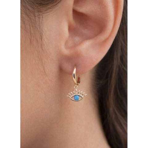 Altın Kirpik Sallantılı Küpe