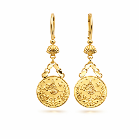 22 Ayar Reşat Çeyreklı Sallantılı Altın Küpe