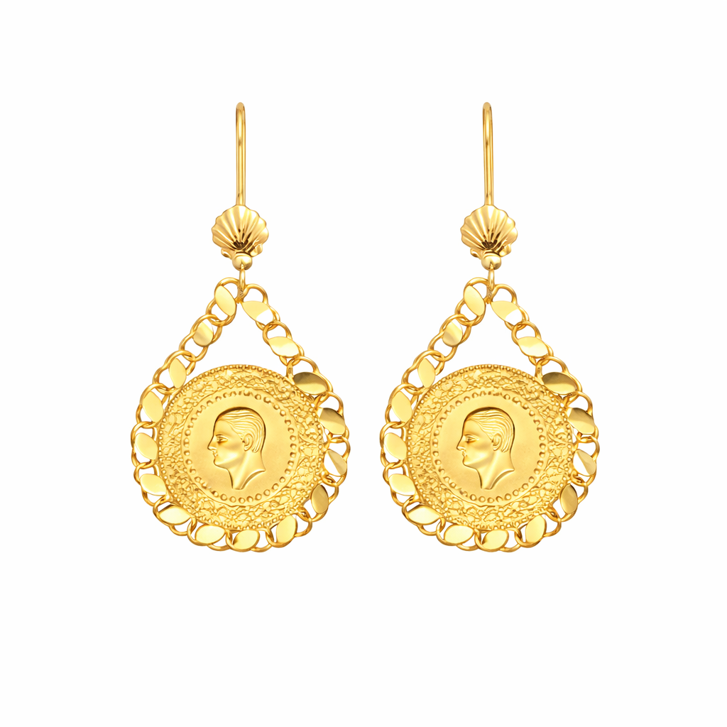 22 Ayar Çeyrek Altınlı Sallantılı Küpe