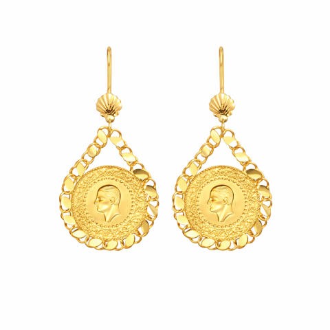 22 Ayar Çeyrek Altınlı Sallantılı Küpe