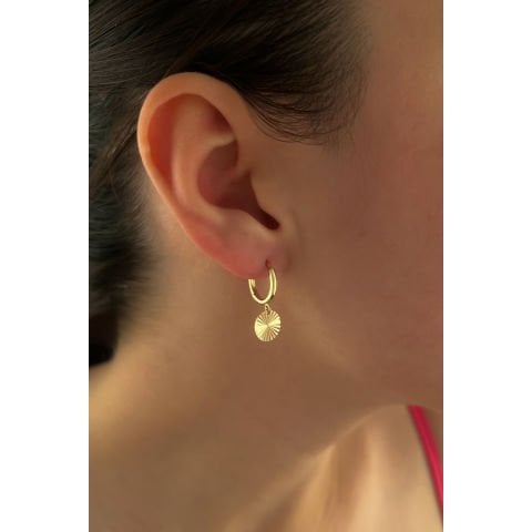 Altın Halka Sallantılı Işıltılı Pul Küpe