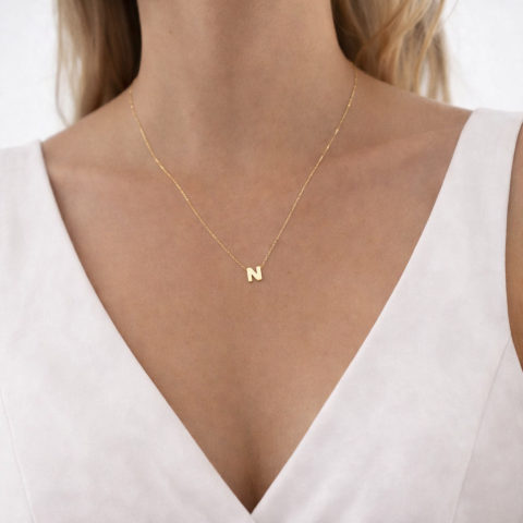 Altın Zarif Harf Kolye