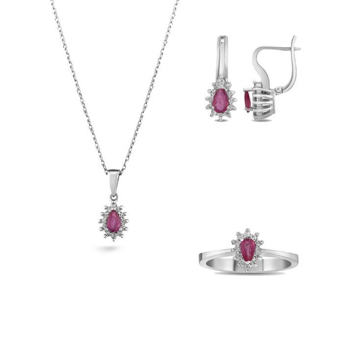 0.36 Karat Pırlanta ve 0.96 Karat Yakut Taşlı Mini Set