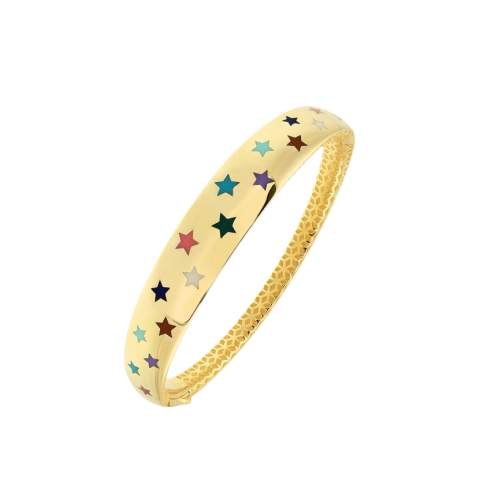 Altın Yıldızlı Kelepçe Bilezik