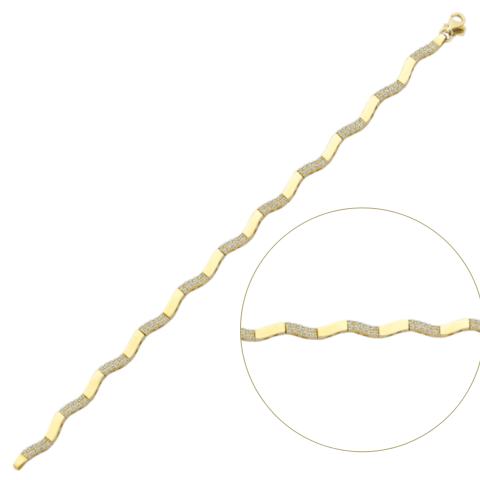 Altın Taşlı Dalgalı Bileklik