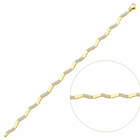 Altın Taşlı Dalgalı Bileklik