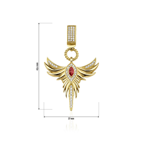 Altın Anka Kuşu Kolye Ucu