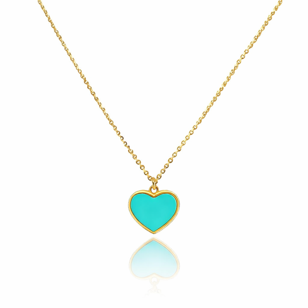 Altın Turkuaz Mineli Kolye