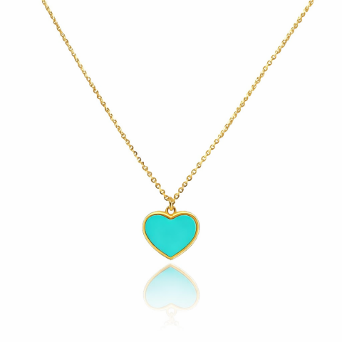 Altın Turkuaz Mineli Kolye