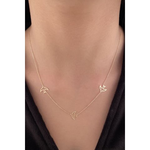 Altın Sıralı Kırlangıç Kolye