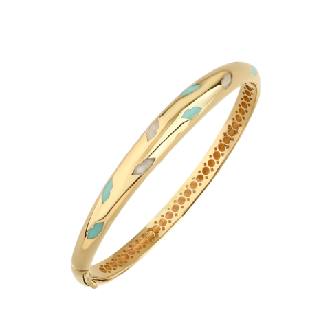 Altın Turkuaz-Sedef Mineli Kelepçe