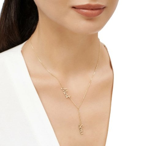 Altın Çift İsim Kolye