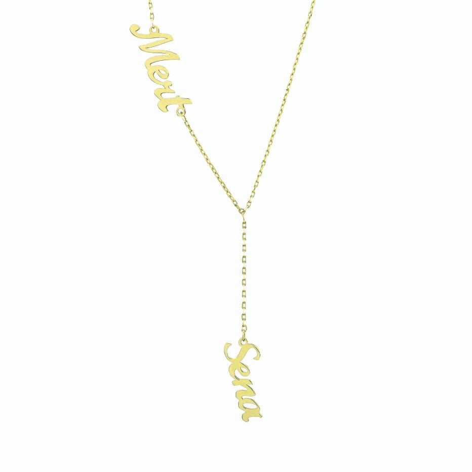 Altın Çift İsim Kolye