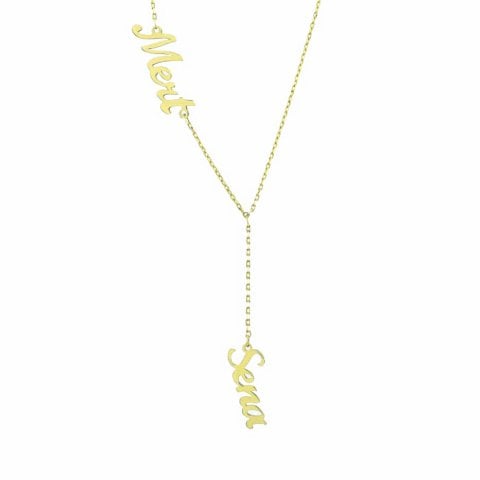 Altın Çift İsim Kolye