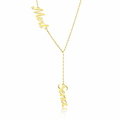 Altın İkili İsim Kolye