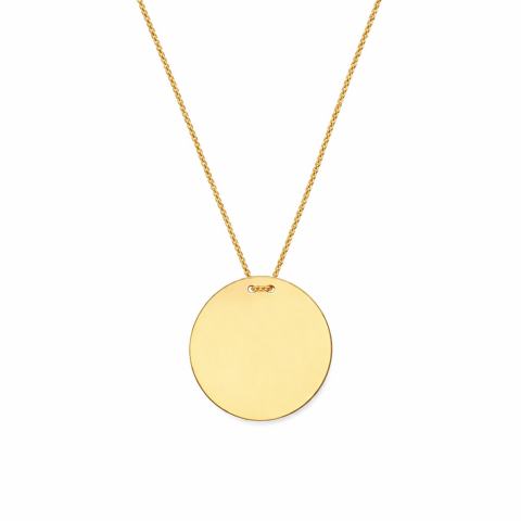 Altın Yuvarlak Plaka Kolye