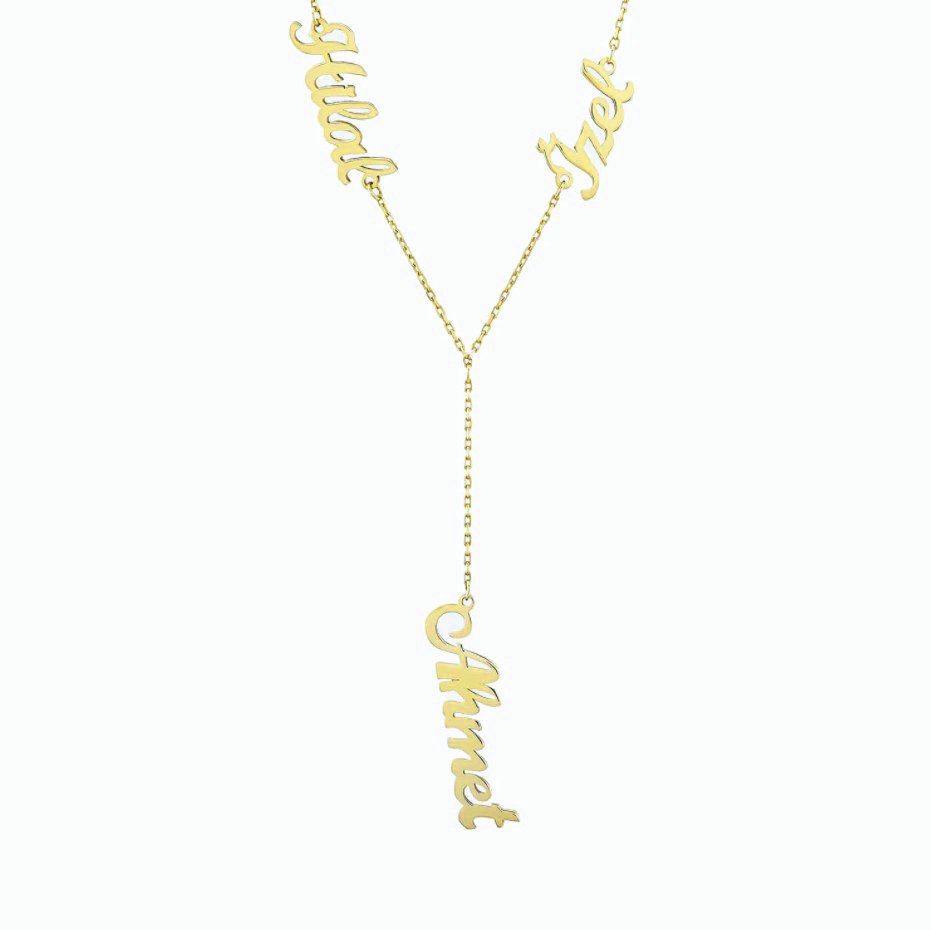 Altın Üç İsim Kolye