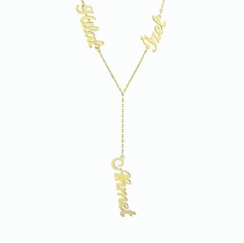 Altın Üç İsim Kolye