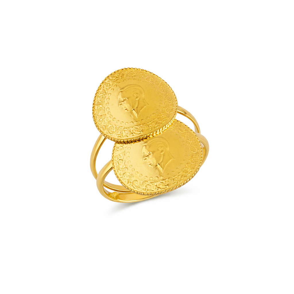 22 Ayar İkili Çeyrek Altınlı Yüzük