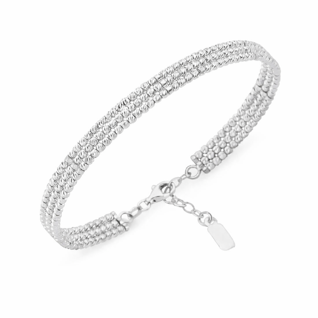 Altın Üç Sıra Beyaz Dorikalı Kelepçe