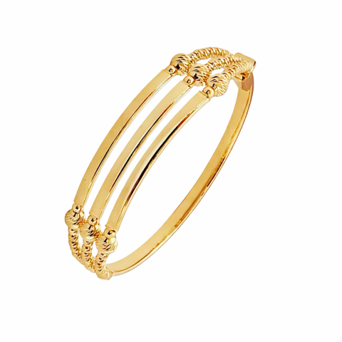 Dorika Sıralı Sarı Altın Üçlü Kaburga Bilezik