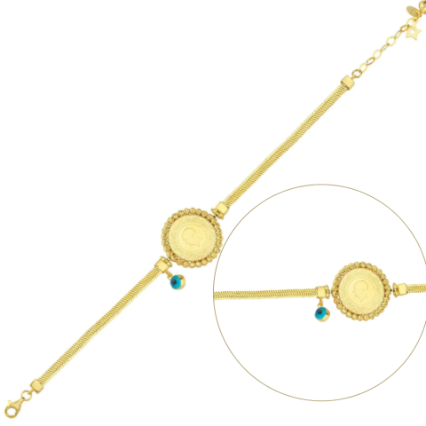 Dorika Çerçeveli Çeyrekli Altın Bileklik