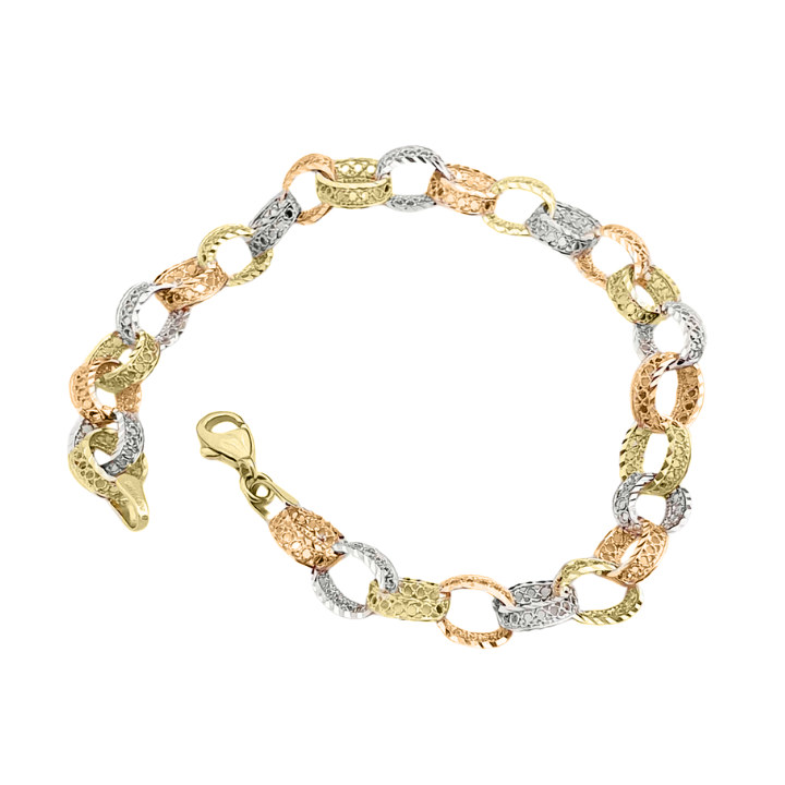 Telkarili Üç Renk Altın Bileklik