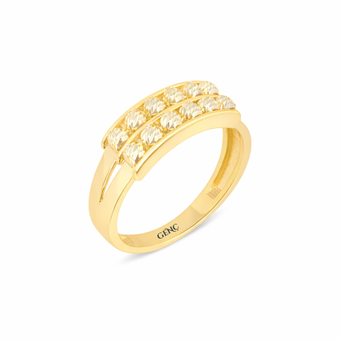 Altın Çift Sıra Dorika Yüzük