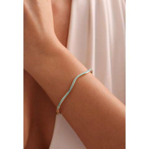 Dalga Turkuaz Mineli Bilezik