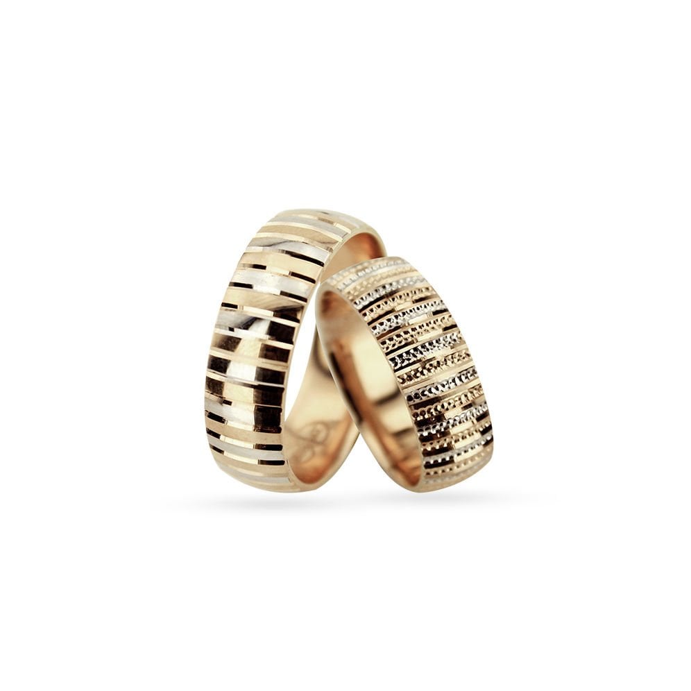 İkili Roz-Beyaz Altın Alyans 6mm