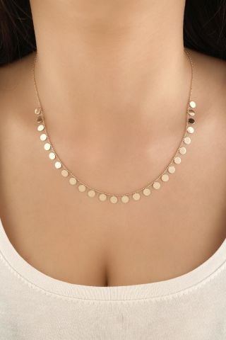 Sıralı Pullu Altın Kolye