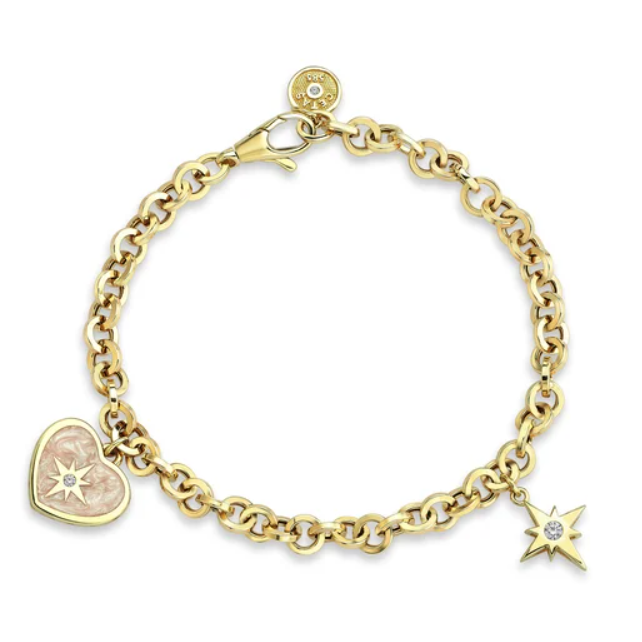 Pembe Sedef Mineli Altın Bileklik