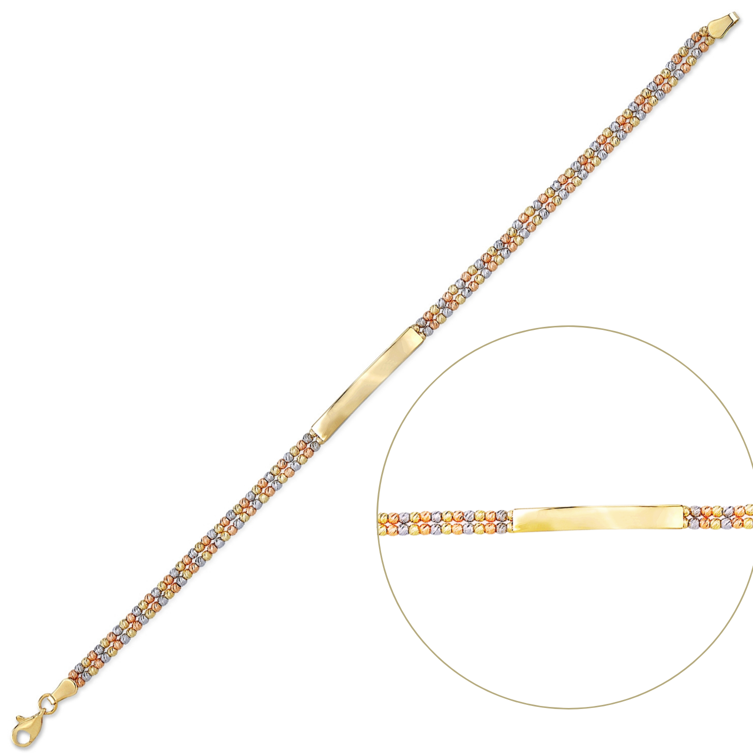 Üç Renk Dorikalı Altın Künye Bileklik