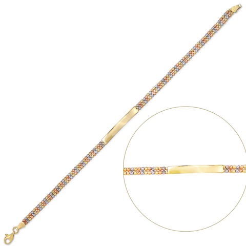 Üç Renk Dorikalı Altın Künye Bileklik