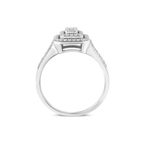 0,44 Karat Kolları Taşlı Pırlantalı Baget Yüzük