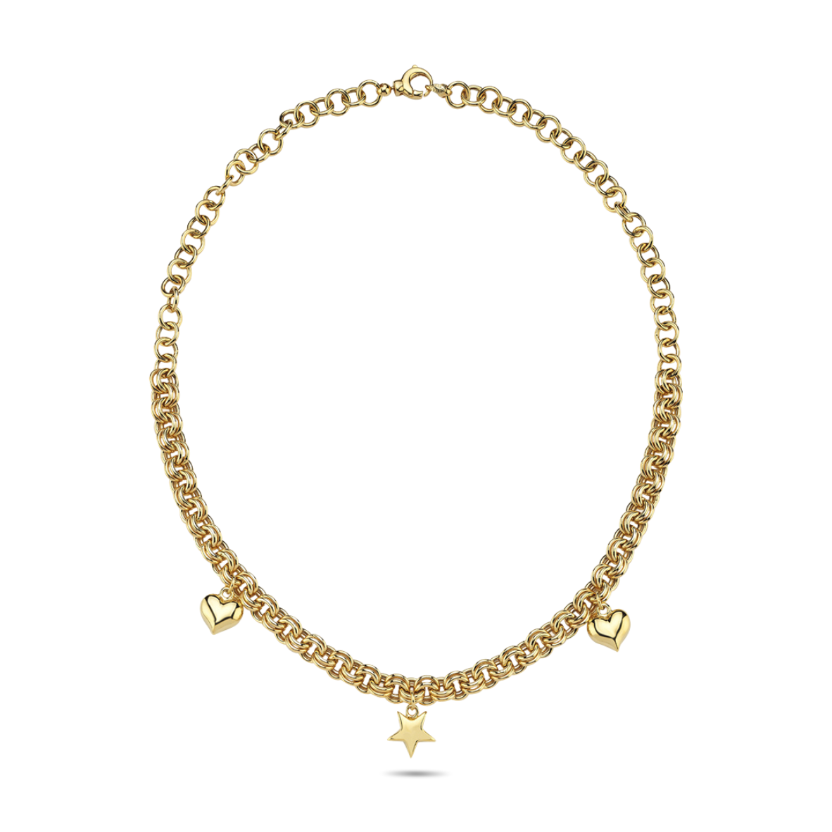 Altın Kalp-Yıldız Tasarım Charm Kolye