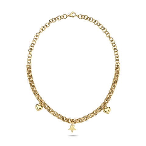 Altın Kalp-Yıldız Tasarım Charm Kolye