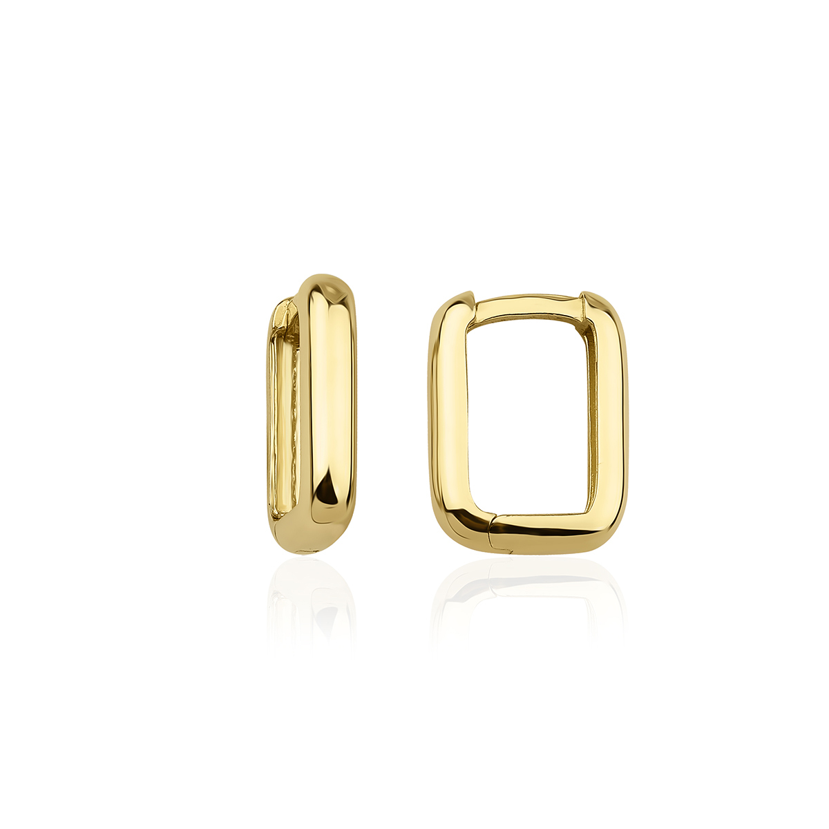 Altın Bombeli Dikdörtgen Küpe