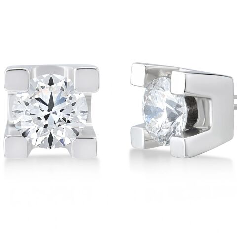 1.00 Karat Pırlantalı Tektaş Küpe