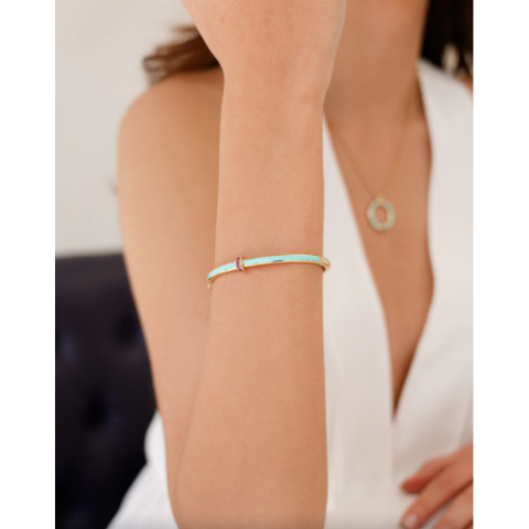 Turkuaz Mineli Minima Kelepçe Bilezik