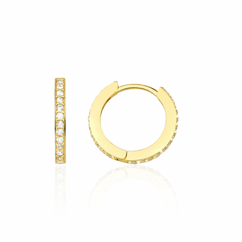 Altın Taşlı Tamtur Halka Küpe