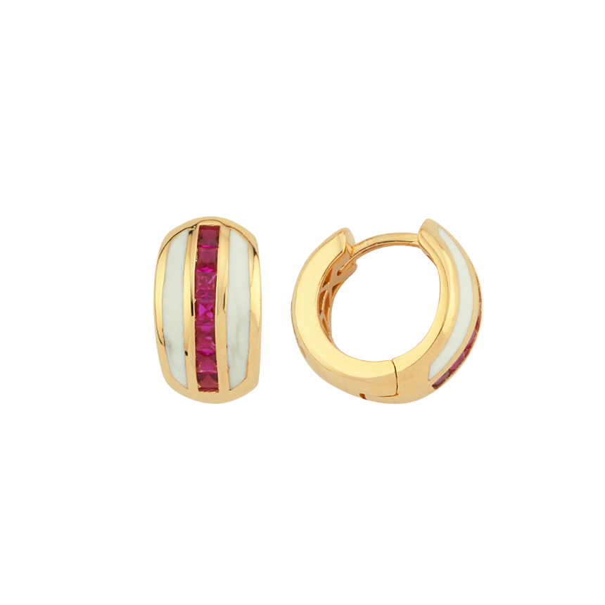 Sedef Mineli Eterna Altın Küpe