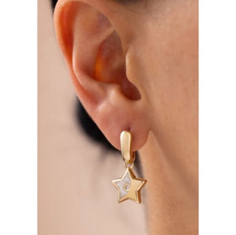 Sedef Mineli Eterna Altın Küpe