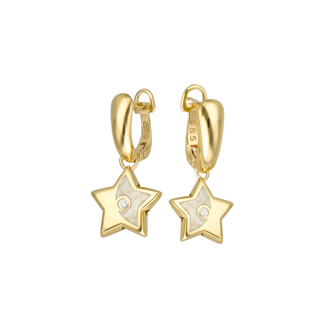 Sedef Mineli Eterna Altın Küpe